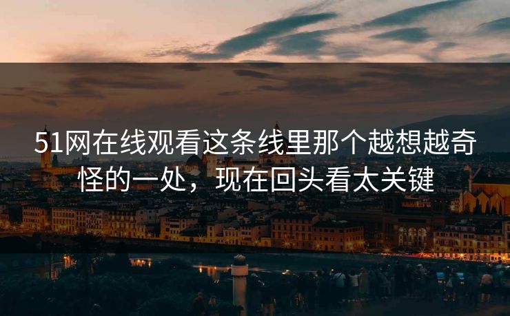 51网在线观看这条线里那个越想越奇怪的一处，现在回头看太关键