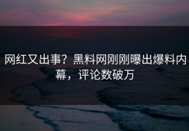 网红又出事？黑料网刚刚曝出爆料内幕，评论数破万