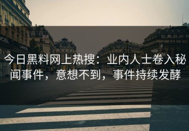 今日黑料网上热搜：业内人士卷入秘闻事件，意想不到，事件持续发酵