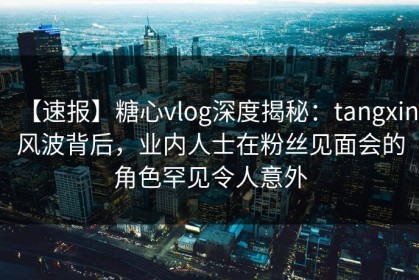 【速报】糖心vlog深度揭秘：tangxin风波背后，业内人士在粉丝见面会的角色罕见令人意外