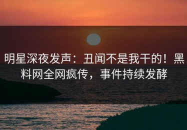 明星深夜发声：丑闻不是我干的！黑料网全网疯传，事件持续发酵