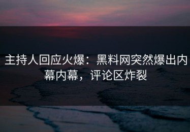 主持人回应火爆：黑料网突然爆出内幕内幕，评论区炸裂