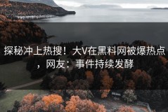 探秘冲上热搜！大V在黑料网被爆热点，网友：事件持续发酵