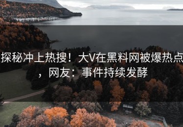 探秘冲上热搜！大V在黑料网被爆热点，网友：事件持续发酵