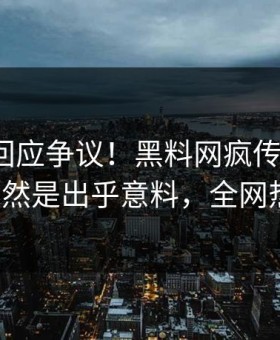 圈内人回应争议！黑料网疯传的heiliao背后竟然是出乎意料，全网热议不断