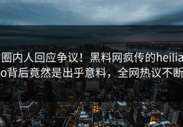 圈内人回应争议！黑料网疯传的heiliao背后竟然是出乎意料，全网热议不断