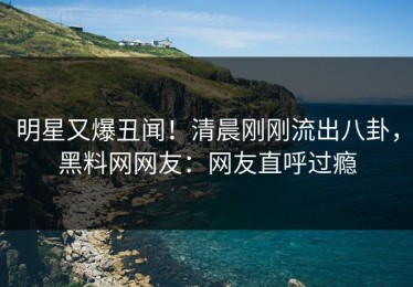 明星又爆丑闻！清晨刚刚流出八卦，黑料网网友：网友直呼过瘾
