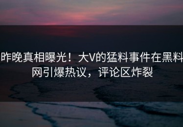 昨晚真相曝光！大V的猛料事件在黑料网引爆热议，评论区炸裂
