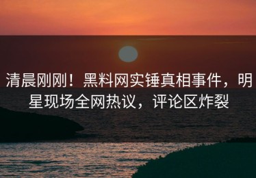 清晨刚刚！黑料网实锤真相事件，明星现场全网热议，评论区炸裂