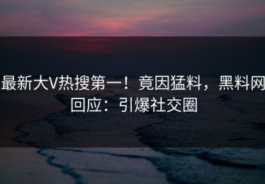 最新大V热搜第一！竟因猛料，黑料网回应：引爆社交圈