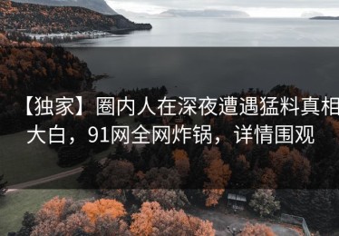 【独家】圈内人在深夜遭遇猛料真相大白，91网全网炸锅，详情围观