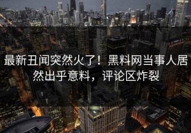 最新丑闻突然火了！黑料网当事人居然出乎意料，评论区炸裂