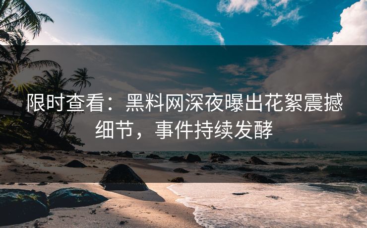 限时查看：黑料网深夜曝出花絮震撼细节，事件持续发酵