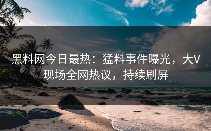 黑料网今日最热：猛料事件曝光，大V现场全网热议，持续刷屏