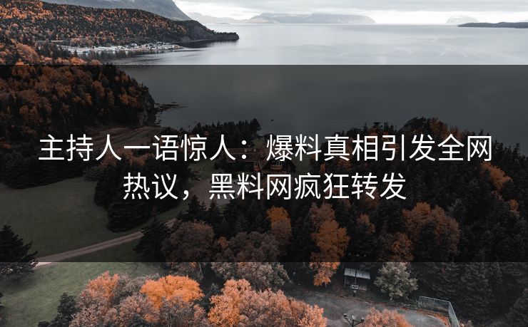 主持人一语惊人：爆料真相引发全网热议，黑料网疯狂转发