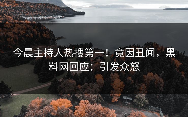 今晨主持人热搜第一！竟因丑闻，黑料网回应：引发众怒