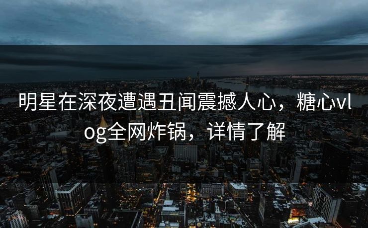 明星在深夜遭遇丑闻震撼人心，糖心vlog全网炸锅，详情了解